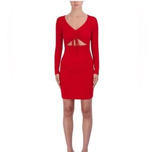 BCBG Paris Women's Rib Knit Dress Bodycon  Samba Red